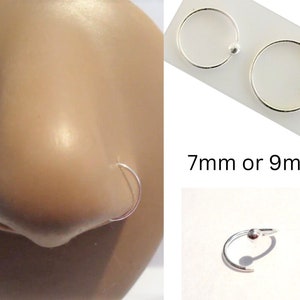 22G  Nose Hoop Ring Nostril Hoop Ring Seamless Nose Jewelry Jewellry7mm 9mm Diameter 22 Gauge Nostril
