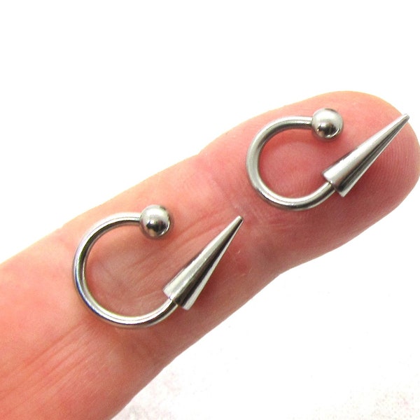 14G 16G Snake Bites Labret Lip Ring Long Spike Bottom Side Lip Ring Horseshoe 16 Gauge 14 gauge Lip Stud Lip Ring Lip Jewelry