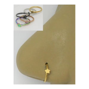 20G Star Hoop Rose Gold Multi Black Silver Nose Hoop Ring Nozdrza Hoop Ring Seamless Hoop 8 mm Średnica 20 Gauge Nozdrza