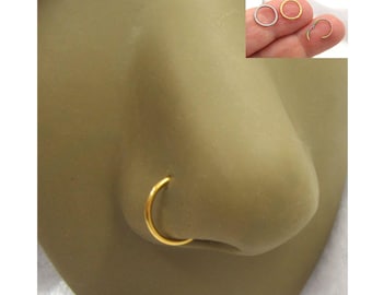 20G Nose Hoop Plain Nose Ring Nostril Hoop Ring 20 gauge Nose Hoop Snug Nose Ring 8mm Diameter Nose Ring Nose Jewelry Jewellry