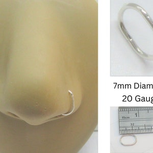 Nose Bendable Oval Hoop Ring Nostril Hoop Ring Seamless Nose Jewelry Jewellry 7mm Diameter 20 Gauge Nostril