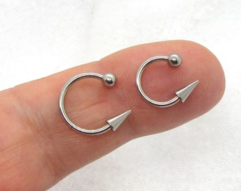 Pair 16G Snake Bites Labret Lip Ring Long Spike Bottom Side Lip Ring Horseshoe 16 Gauge  Lip Stud Lip Ring Lip Jewelry 6mm Spike