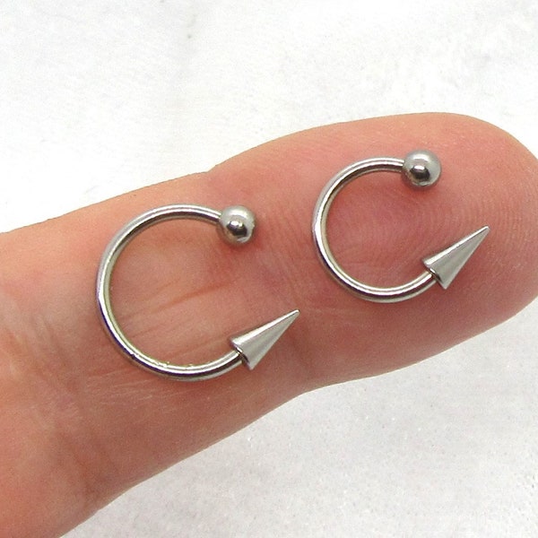 Pair 16G Snake Bites Labret Lip Ring Long Spike Bottom Side Lip Ring Horseshoe 16 Gauge  Lip Stud Lip Ring Lip Jewelry 6mm Spike