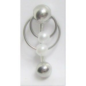 Clitoral Clitorial Clit Hood Bar VCH Stainless Steel White Pearl Double Hoop Barbell VCH   Ring 14g Intimate Jewelry 1.6mm