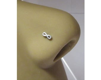 14k Gold Rose Gold  Infinity L Shape Nose Stud Nose  Nose Ring Nose Jewelry 20 gauge 20G Pin Nostril