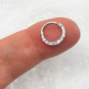 16G CZ Hoop Septum Ring Daith Ring Ear Cartilage Ring 16 Gauge 8mm Diameter Ring