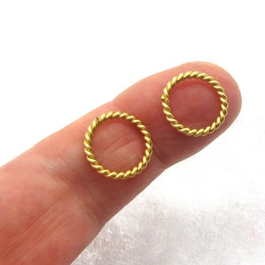 Pair Gold 14G Cartilage Rings Helix Rings Tragus Rings Septum Rings Lip Rings Eyebrow Rings Gold Rings 10mm diameter 3/8 inch