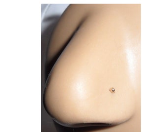 10k Yellow Gold 1.5mm Tiny Ball Nose Stud Thin L Shape Bent Post Jewelry 22 gauge 22G Nose Jewelry Pin Nostril
