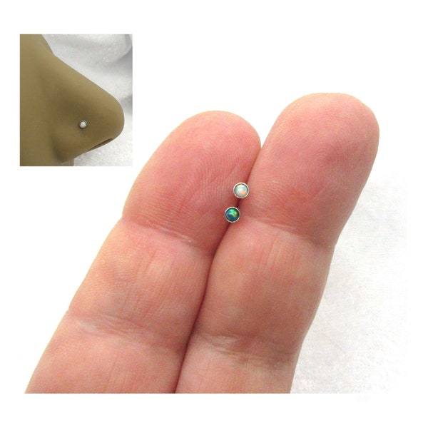 20G Green White Opal Surgical Steel  L Shape Nose Stud Ring  Nose Earrings 20 gauge 20G Nose Jewelry Pin Nostril