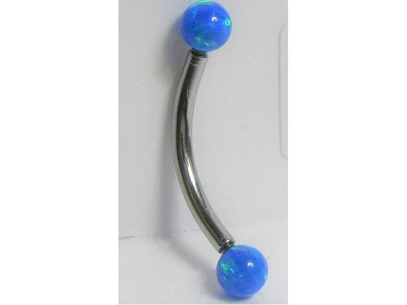Surgical Steel Curved Barbell Bar Aqua Opalite VCH Vertical Hood Clit Hood Ring