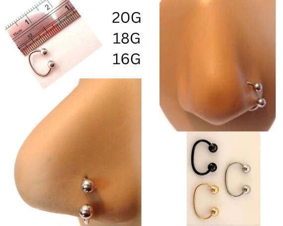 20G 18G 16G Nose Hoop Nose Ring Nose Stud Nose Jewelry 20 gauge 18 gauge 16 gauge Gold Hoop Black Hoop Silver Hoop