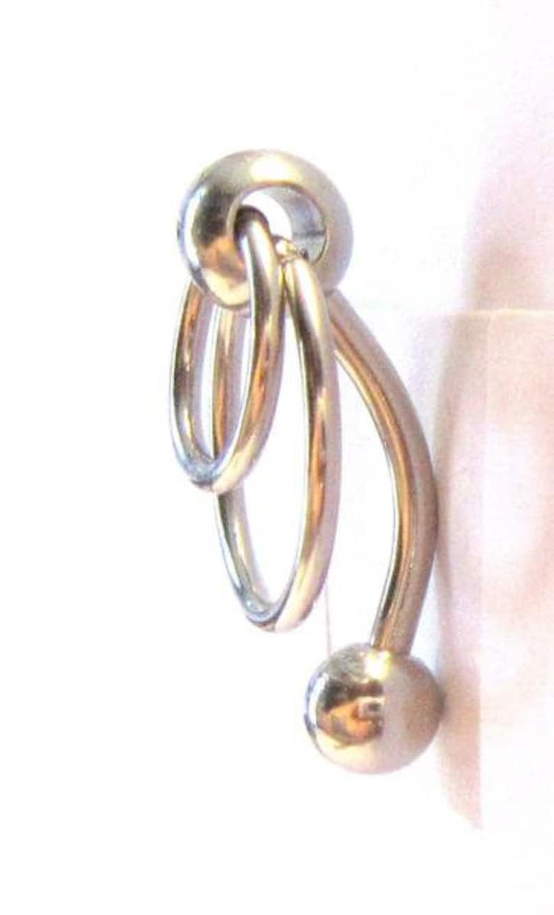 VCH Jewelry Vertical Hood Surgical Steel Double Hoop Dangle Barbell VCH Clit Clitoral Hood Ring Jewelry 12 gauge Intimate Jewelry
