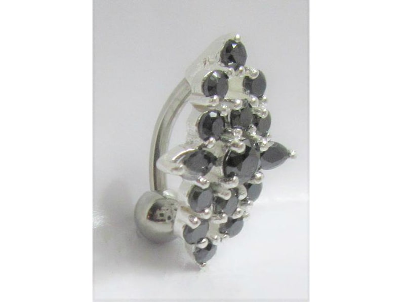VCH Jewelry Surgical Steel and Sterling Silver VCH Jewelry Hood Cover Black Marquise Gem Christina Barbell 14 gauge 14g Intimate Jewelry