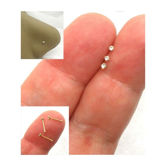 22G Straight Nose Stud Nose Bone Ball End Nose Earring Jewelry 22 gauge  Nose Jewelry Pin Nostril Tiny Diamonds Crystals Gems