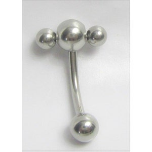 Clitoral Clitorial Clit Hood Bar VCH Vertical  Surgical Steel Triple Balls Barbell VCH  Ring 10 gauge 10G