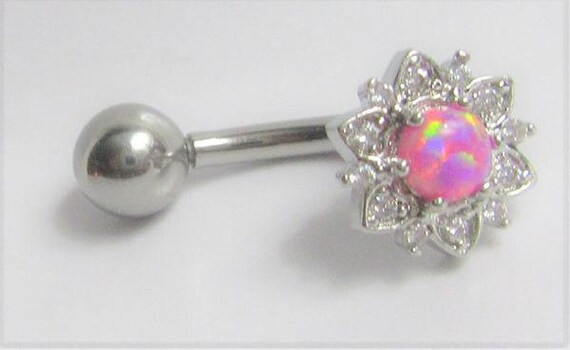 Flat Top Dark Pink CZ Vertical Clitoral Hood VCH Barbell Genital 14 gauge 14g