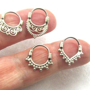 16G Septum Ring Hoop Filigree Ornate Septum Hoop Surgical Steel 16g Clicker Septum Jewelry  Nose Jewelry Hoops Snap in ring