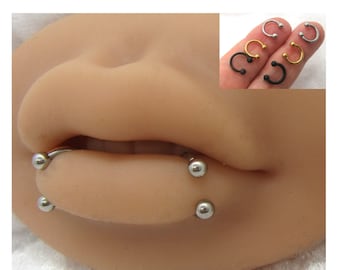 Coppia 14G 16G Morsi di serpente Labret Anelli per labbra Lato inferiore Anelli per labbra Ferri di cavallo 8mm 10mm Borchie per labbra Anelli per labbra Gioielli per labbra Argento Nero Oro