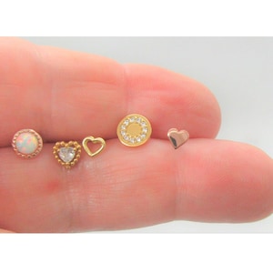 14K Gold Nose Stud Rose Gold Nose Studs Nose Ring Nose Jewelry 20G Nose Studs 20 Gauge L Shape Nose Stud Heart Nose Stud