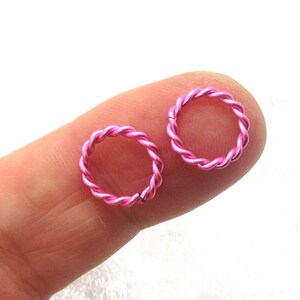 Par rosa 14g anéis de cartilagem helix anéis tragus anéis de septo anéis de lábio anéis de sobrancelha anéis rosa 8mm de diâmetro 5/16 polegadas