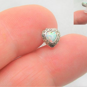 16G Ear Stud Cartilage Stud Hypoallergenic Heart Opal Earring Ear Ring Bioplast Stud Lip Stud Lip Jewelry Helix Stud Tragus Stud Conch Stud