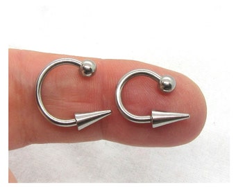 14G 16G Snake Bites Labret Lip Ring Long Spike Bottom Side Lip Ring Horseshoe 16 Gauge 14 gauge Lip Stud Lip Ring Lip Jewelry 8mm Spike