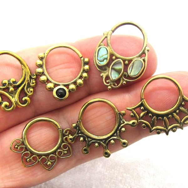 16G Septum Ring Hoop Filigree Ornate Septum Hoop Brass Brown 16g Septum Jewelry  Nose Jewelry Hoops Bendable Ring