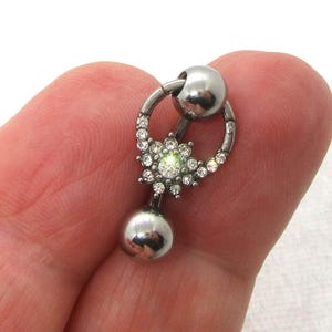 14G Flower Reverse Top Down Marquise Belly Ring Hoop Belly Piercing Reverse Belly Bar Barbell 14 Gauge