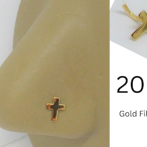 14k Gold Filled L Shape Plain Cross  Nose Ring Stud 20g 20 gauge Nostril
