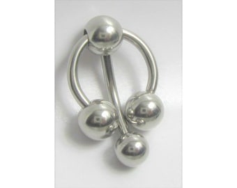Clitoral Clitorial Clit Hood Bar VCH Vertical  Surgical Steel Big Balls Dangle Barbell VCH  Ring 10 gauge 10G
