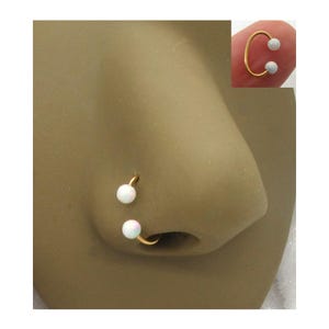 20G Gold Silver Black White Opal Oval Nose Ring Nose Hoop Nose Jewelry 20 Gauge White Opal Nose Ring