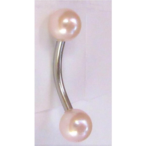 Clitoral Clitorial Clit Hood Bar VCH Vertical  Pink Pearl Curved Barbell VCH Vertical   Ring 14 Gauge 14g Intimate Jewelry