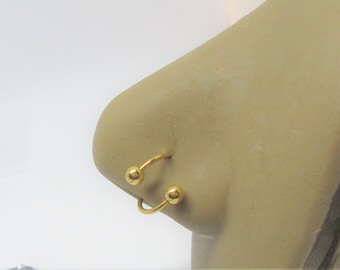 Gold Nose Ring Stud Twisted Hoop 20g 20 gauge Nose Jewelry Nostril