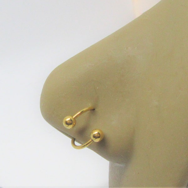 Gold Nose Ring Stud Twisted Hoop 20g 20 gauge Nose Jewelry Nostril