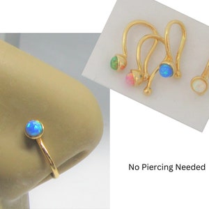 Fake Nose Ring in Sterling Silver Gold or Rose Gold Vermeil, Fake Septum  Ring 