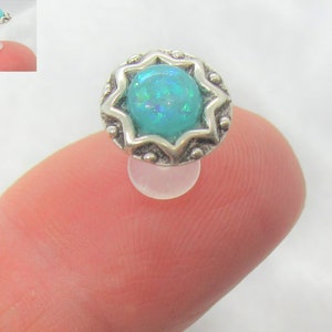 16G Ear Stud Cartilage Stud Hypoallergenic Blue Opal Earring Ear Ring Bioplast Stud Lip Stud Lip Jewelry Helix Stud Tragus Stud Conch Stud
