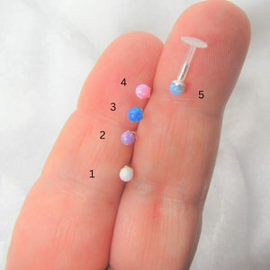 16G Ear Stud Cartilage Stud Hypoallergenic Pink Blue Opal Earring Ear Ring Stud Lip Stud Lip Jewelry Helix Stud Tragus Stud Conch Stud