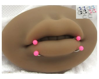 16G Pink Snake Bites Labret Lip Rings Bottom Side Lip Rings Horseshoes 8mm 10mm Lip Studs Lip Rings Lip Jewelry White Black Blue