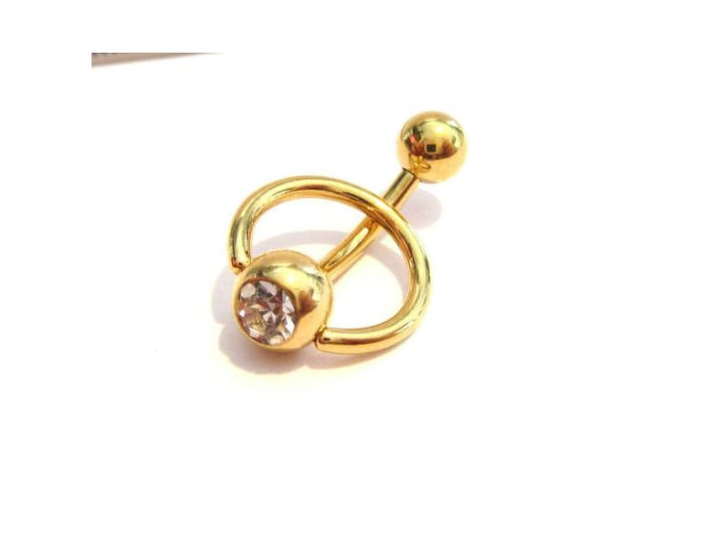 VCH Jewelry Vertical Hood Gold Titanium CZ Dangle Curved Etsy