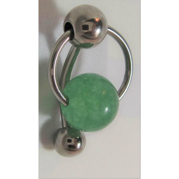 Clitoral Clitorial Clit Hood Bar VCH Vertical  Green Jade Pressure Ball Dangle Barbell VCH Ring 14 Gauge Intimate Jewelry