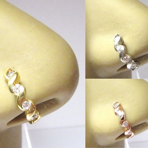 Rose Yellow Gold Crystal Swirls Nose Ring  Hoop 20g 20 gauge 18g 18 gauge Fits  Nose Jewelry Nostril