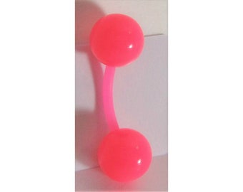 Clitoral Clitorial Clit Hood Bar VCH Hipoalergênico Vertical Pink Balls Bioplast Cirúrgico Flexível Sensível Hospital Retainer 14g 1,6 mm