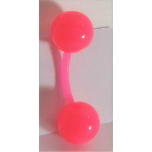 Clitoral Clitorial Clit Hood Bar VCH Hypoallergenic  Vertical  Pink Balls Bioplast Surgical Flexible  Sensitive  Hospital Retainer 14g