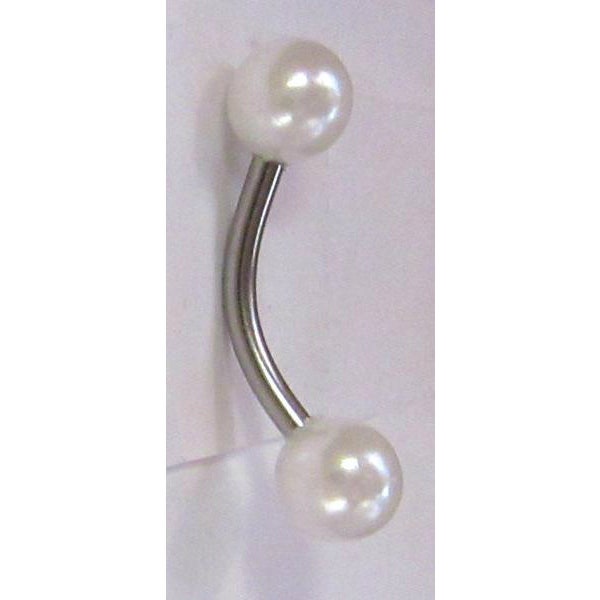 Clitoral Clitorial Clit Hood Bar VCH Vertical  White Pearl Curved Barbell VCH Vertical   Ring 14 Gauge 14g Intimate Jewelry