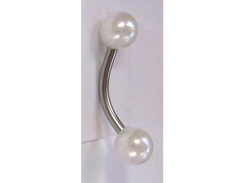 VCH Jewelry Vertical Hood White Pearl Curved Barbell VCH Vertical Clit Clitoral Hood Ring 14 Gauge 14g Intimate Jewelry 