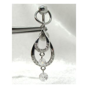 14G Top Down Belly Ring Diamond Crystal Double Hoop Belly Piercing Reverse Belly Bar Barbell 14 Gauge