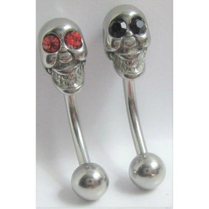 Clitoral Clitorial Clit Hood Bar VCH Stainless Steel Red Black Gem Skull Barbell VCH   Ring 14g  Christina Bar Post 14G Intimate Jewelry