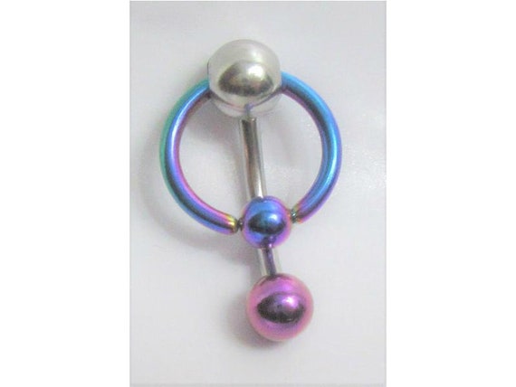 Pink Faux Pearl Balls Curved Barbell VCH Clit Clitoral Hood Ring 16 gauge 16g 