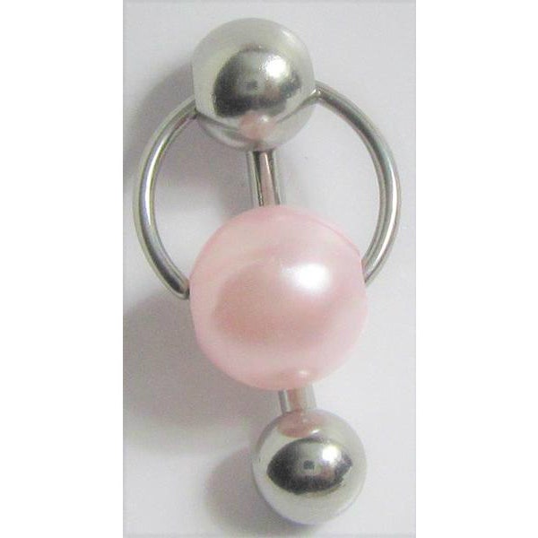 Clitoral Clitorial Clit Hood Bar VCH Vertical  Stainless Steel Pink Pressure Ball Hoop Dangle Barbell VCH  Ring 14 gauge Intimate Jewelry