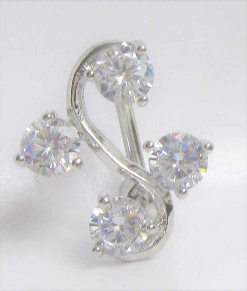 VCH Jewelry Vertical Hood Surgical Steel Clear Gem Crystal Etsy